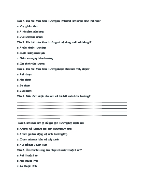 Đề kiểm tra 45 phút môn Âm nhạc Lớp 6 (Bộ sách Chân trời sáng tạo)
